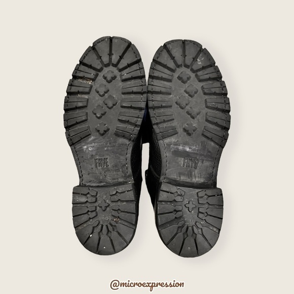 $399 Frye Samantha Black Real Leather Lace Up Shearling Fur Hiking Ankle Boot - Picture 13 of 16